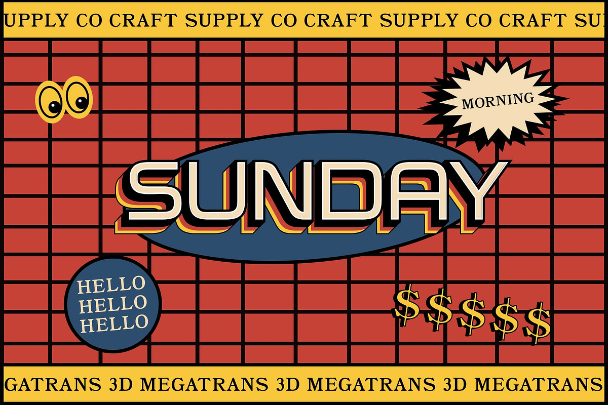 Megatrans 3D, a Sans Serif Font by Craft Supply Co. (Photo 3 of 8)