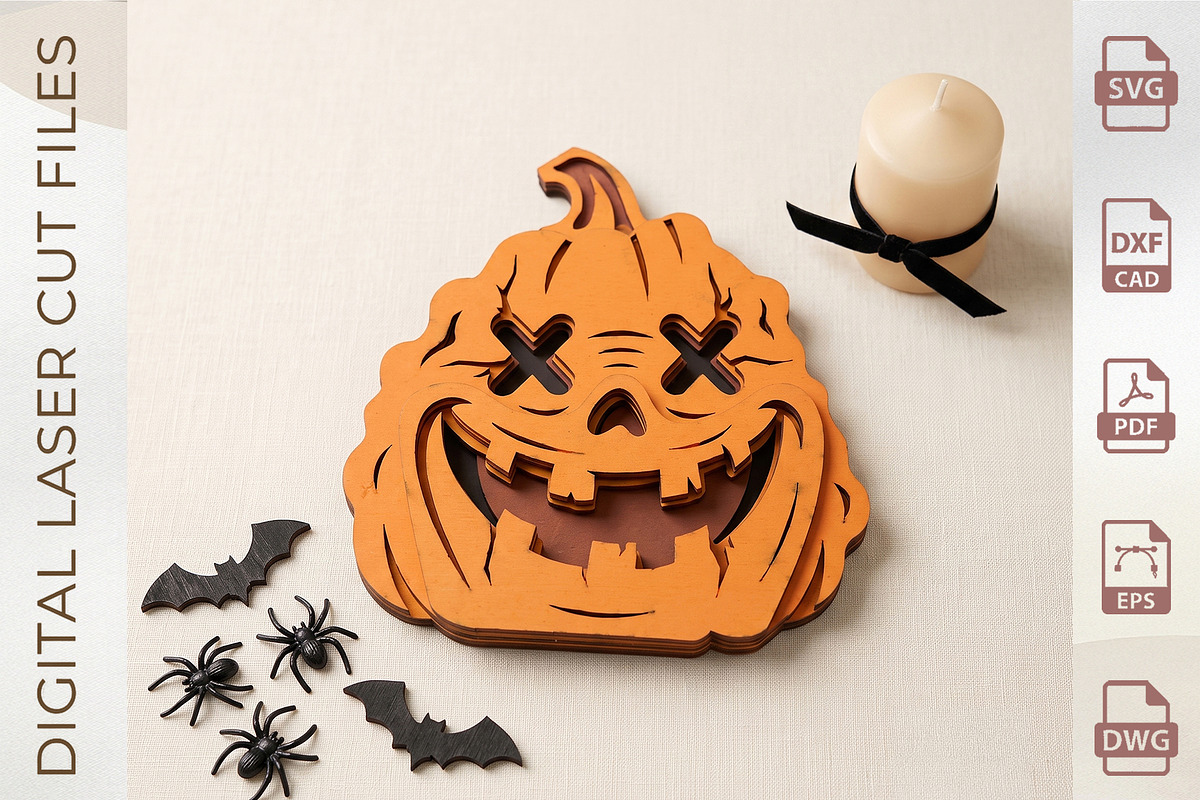 3D Layered Jack-O-Lantern Bundle, an Object Graphic by WoodoraCut (Photo 6 of 6)