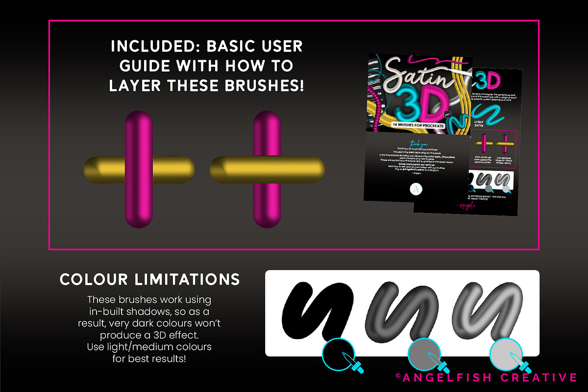 Satin 3D Brushes for Procreate, a Brush Add-On by AngelfishCreative (Photo 4 of 8)
