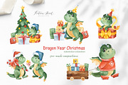 Dragon Christmas. Watercolor set., a Seasonal Illustration by Kate_Rina (Thumbnail 7 of 13)