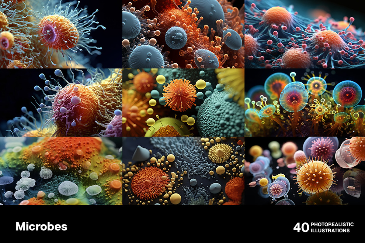 Microbes. 40 images, an Education Illustration by Handmadefont (Photo 3 of 11)