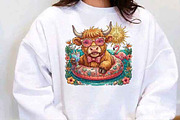 Cute Highland Cow Summer PNG, Funny, an Illustration by Designking (Thumbnail 2 of 4)