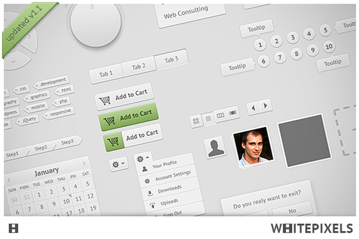 Whitepixels UI v1.1, an UI Kit Template by Picseel (Photo 1 of 5)