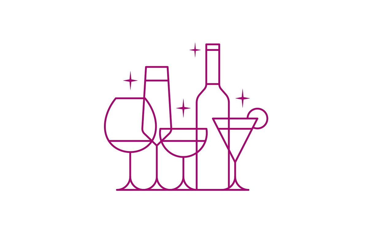 Cocktail Bar Glasses Outline Icon, a Branding & Logo Template by Buqancreative (Photo 1 of 4)