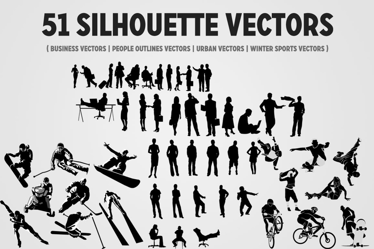 51 Silhouettes Mega Vector Pack