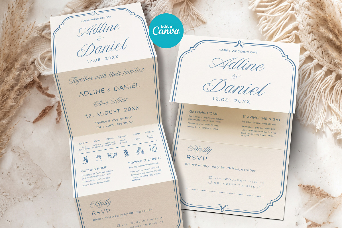 Blue Wedding Invitation Suite, an Invitation Template by Arslan (Photo 1 of 3)