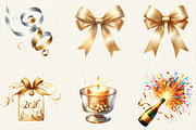 Watercolor New Year Clipart, an Illustration by DreamCafeArt (Thumbnail 5 of 8)