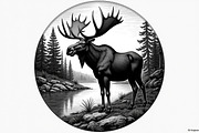Moose with mountain in the forest, an Illustration by Amazin_art (Thumbnail 10 of 13)