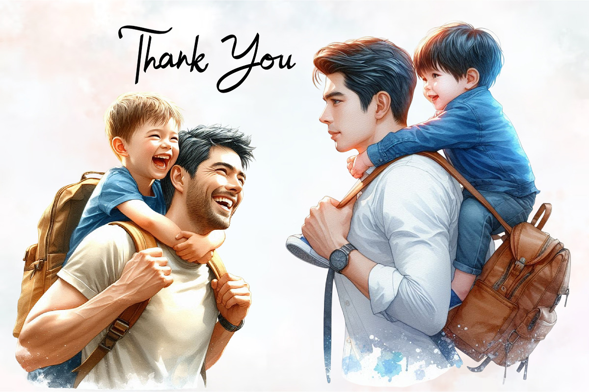 Father and Child Watercolor Cliparts, an Illustration by RobertsArt (Photo 5 of 8)