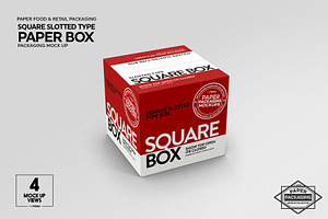 Square Slotted-Type Paper Box Mockup