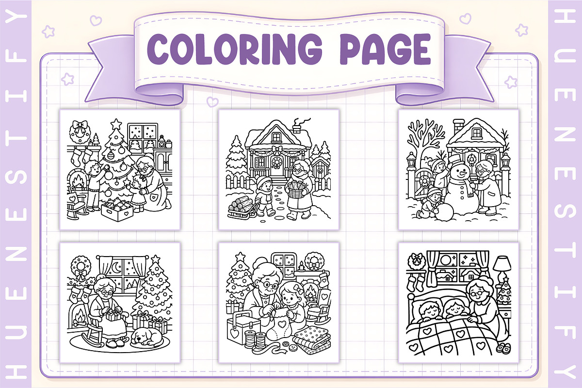 Christmas at Grandma’s Coloring Book, a Seasonal Illustration by HueNestify (Photo 2 of 4)