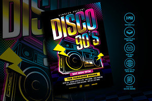 Disco 90's Flyer, a Flyer Template by AyumaDesign