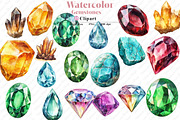 Watercolor Gemstones Clipart, an Illustration by Watercolor design (Thumbnail 1 of 4)