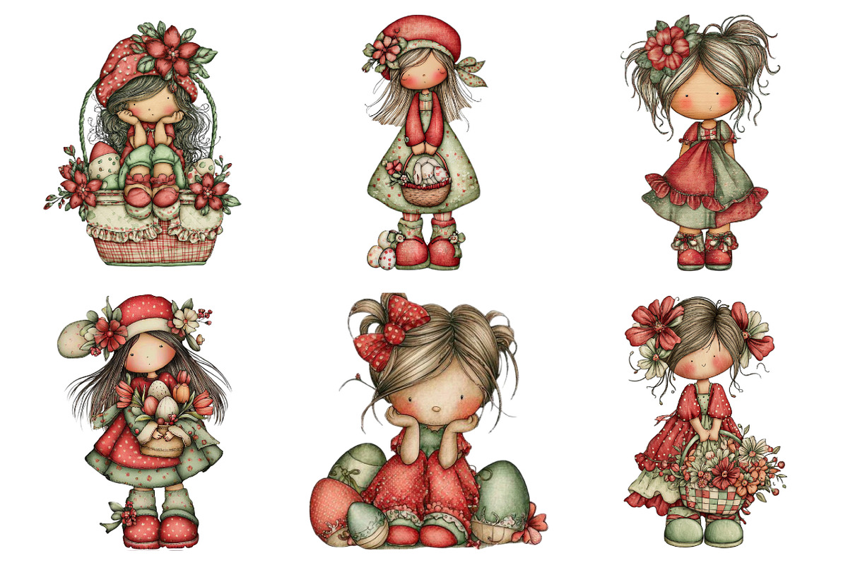 Whimsical Easter Girl Clipart, an Illustration by designcity5 (Photo 4 of 5)