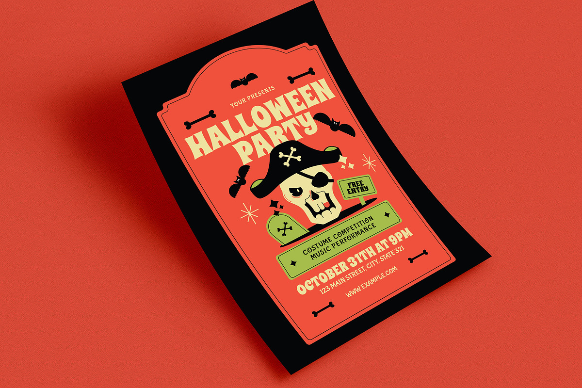 Modern Retro Halloween Party Event, a Flyer Template by Guuver (Photo 3 of 3)