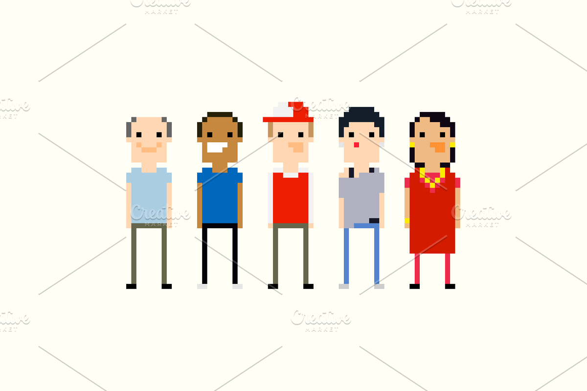 54 Vector Pixel Art characters, a Person Illustration by chewkotski (Photo 5 of 8)