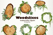 Watercolor Woodslices Clipart- Handp, an Illustration by SandraGraphicDesign (Thumbnail 5 of 7)