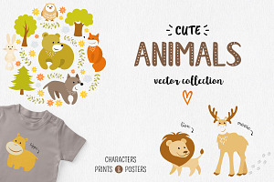 Cute Animals Vector Set
