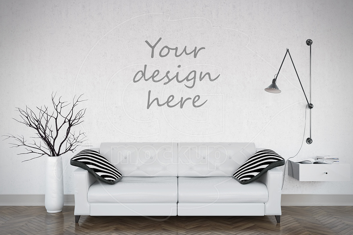 Blank wall mockup living room, a Product Mockup by CGmockup