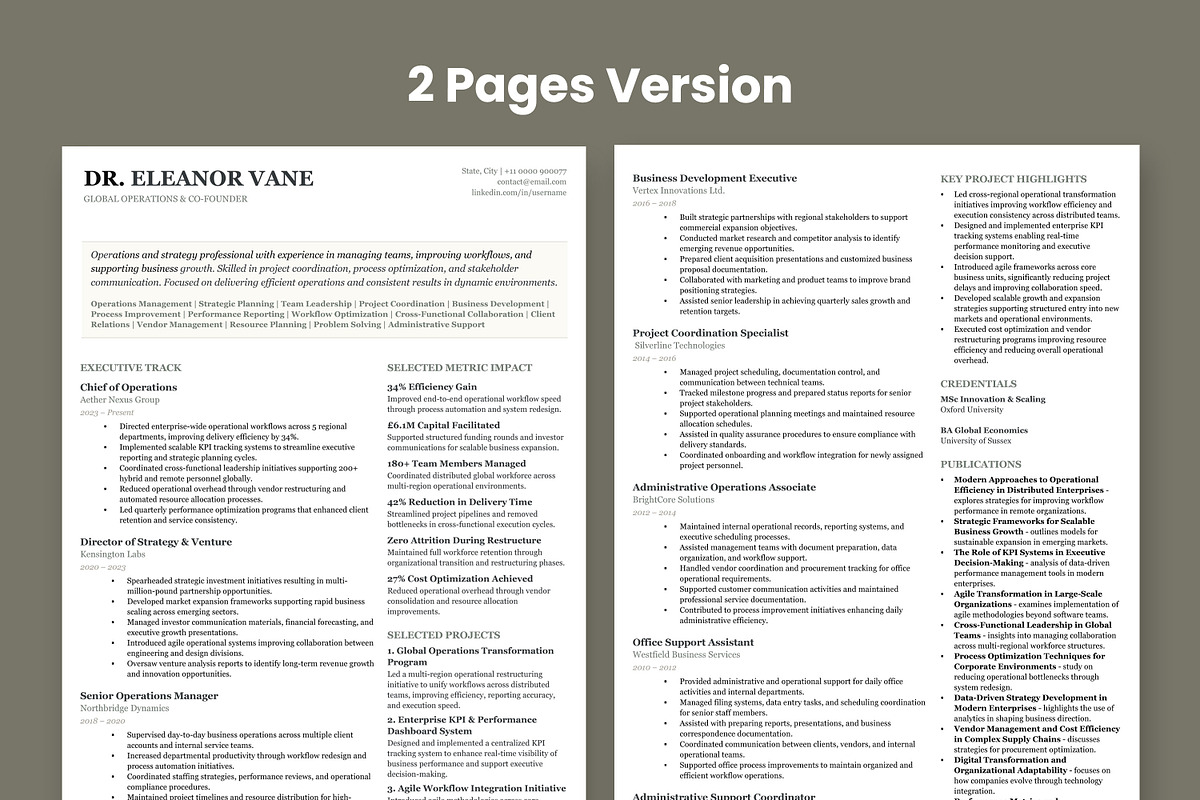 ATS Executive Resume Template, a Resume Template by Anjum Ilyas (Photo 4 of 7)