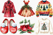 Watercolor Christmas Clothes Clipart, an Illustration by Canvas Craft (Thumbnail 3 of 8)