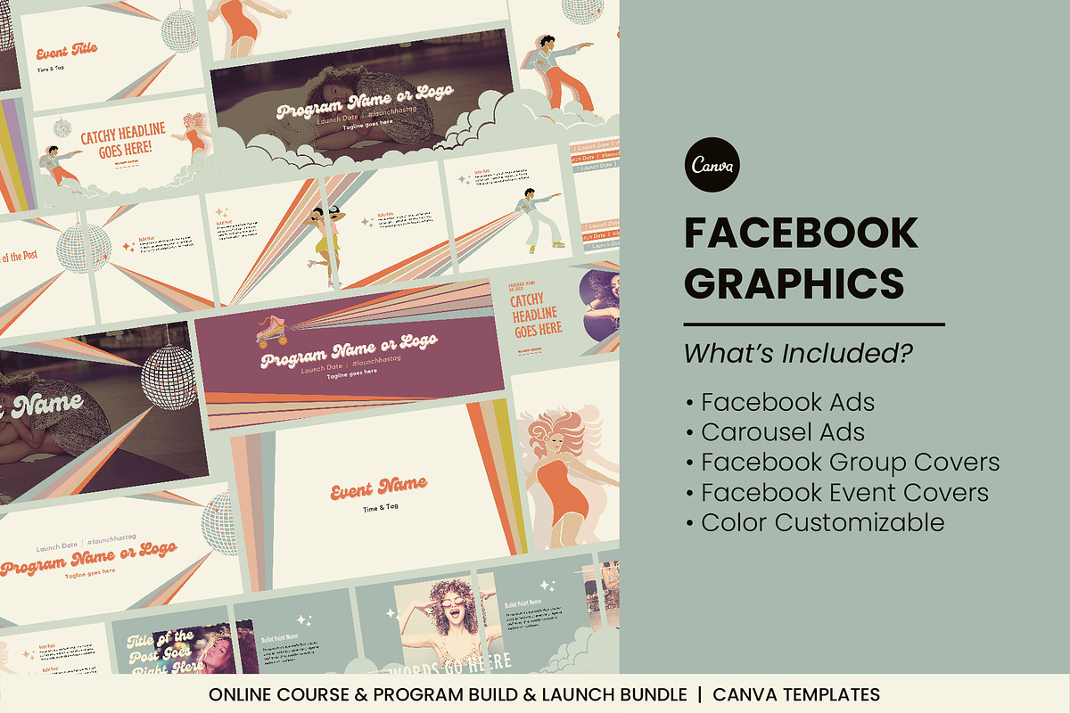 Retro Roller Disco Canva Mega Pack, a Social Media Template by WorkShy Studio (Photo 19 of 24)