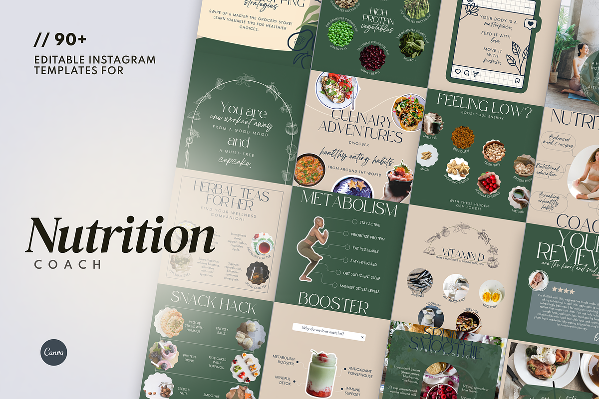 90+ Nutrition Coach Canva Templates, a Social Media Template by Glow Muse Studio (Photo 1 of 9)