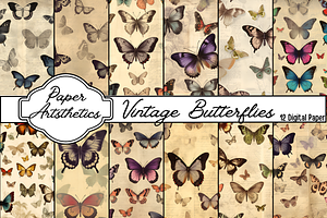 Vintage Butterflies Digital Paper