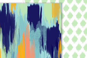 Painted Ikat Papers, Brushes- Stamps