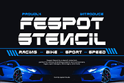 Fespot Stencil - Racing Font, a Sans Serif Font by Iqsiart Studio (Thumbnail 1 of 7)