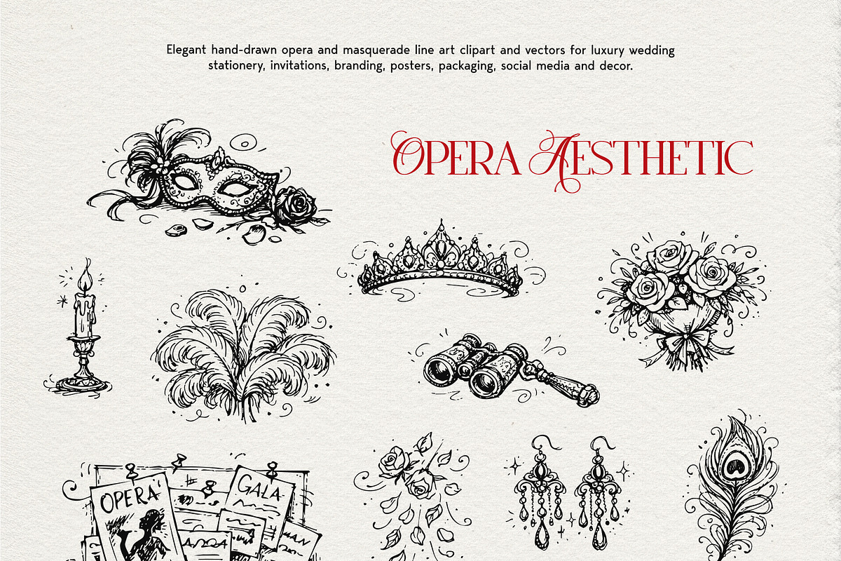 Opera Aesthetic: Vector Line Art, a Decorative Illustration by divanovskaya_nv (Photo 6 of 19)