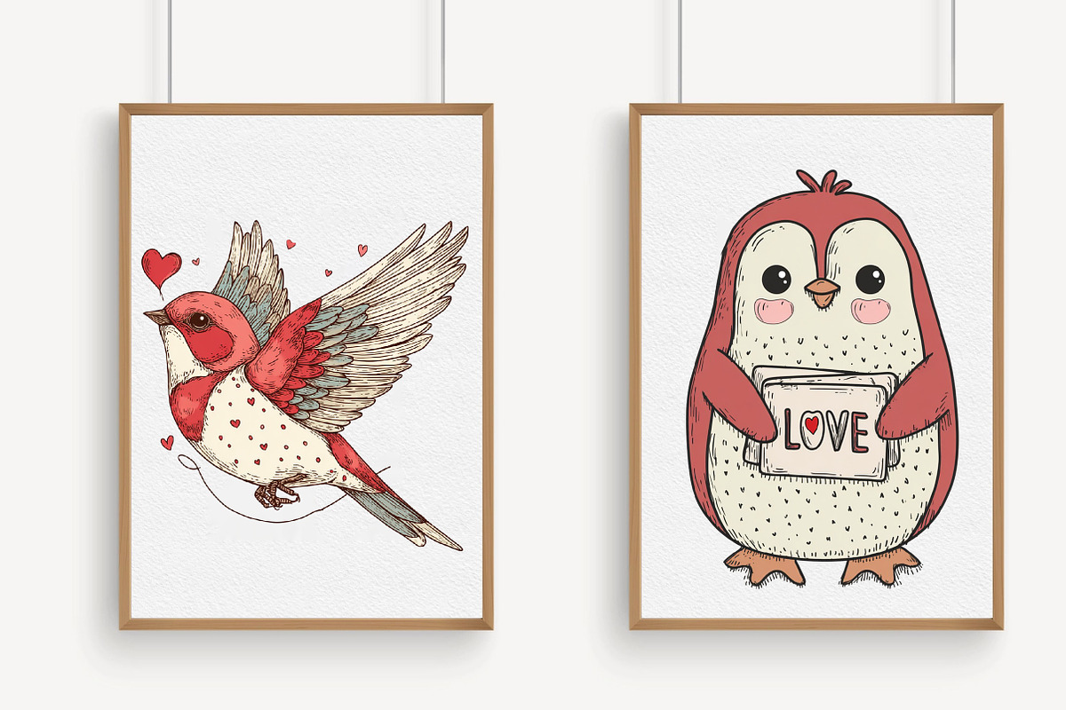 Retro Valentine Animal Love PNG, an Illustration by Libby Wishes (Photo 3 of 7)