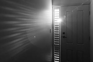Front Door Window Black And White, an Architecture Photo by THP Creative