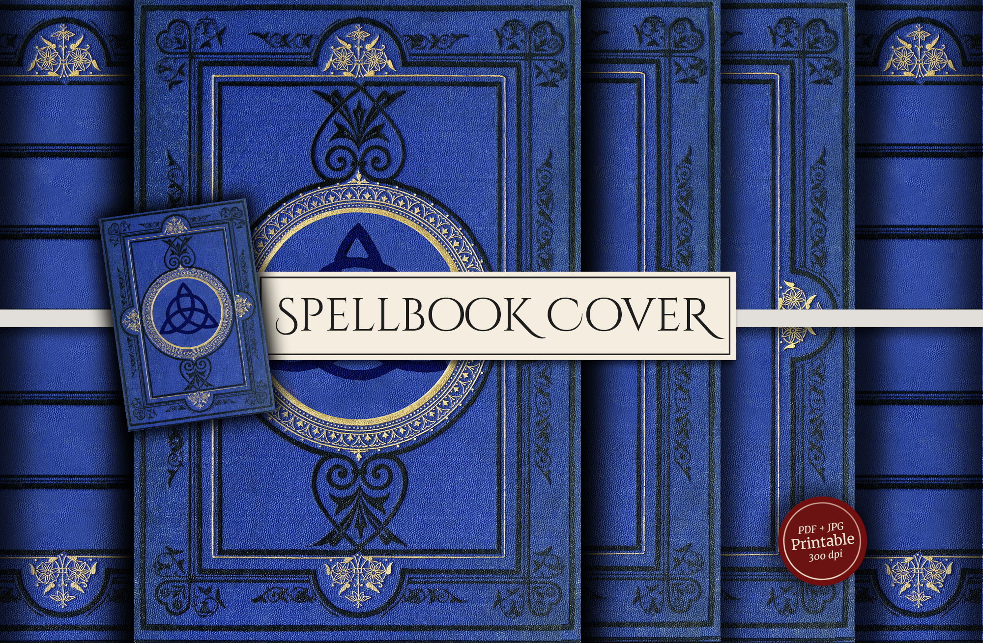 Blue Spellbook Cover (Printable), an Illustration by Secret Helper ...