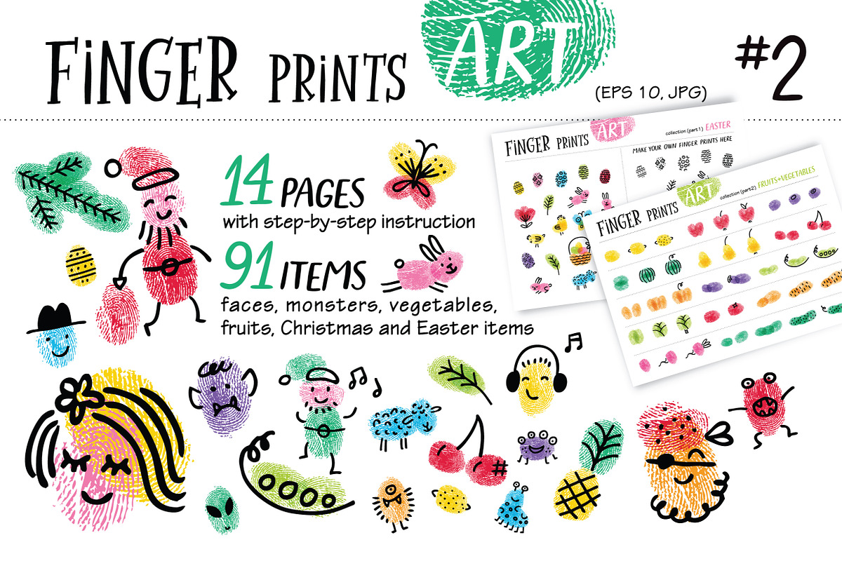 Finger Prints ART BUNDLE, an Education Illustration by Alena Razumova (Photo 3 of 6)