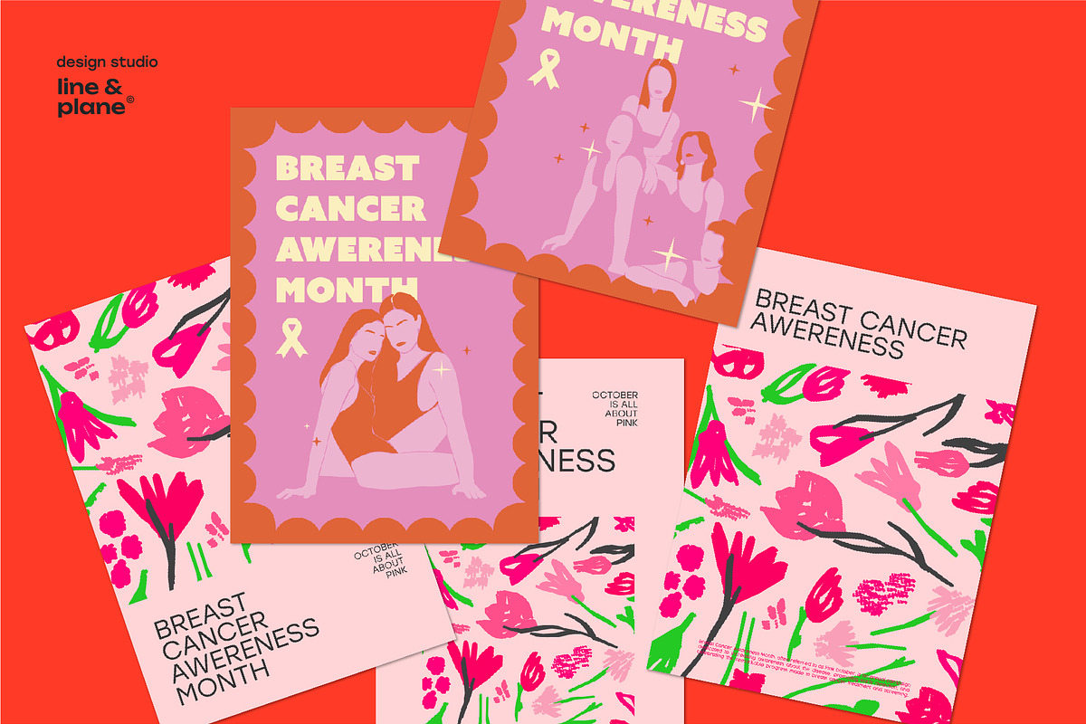 Breast Cancer, Pink October Posters, a Poster Template by line & plane (Photo 6 of 7)