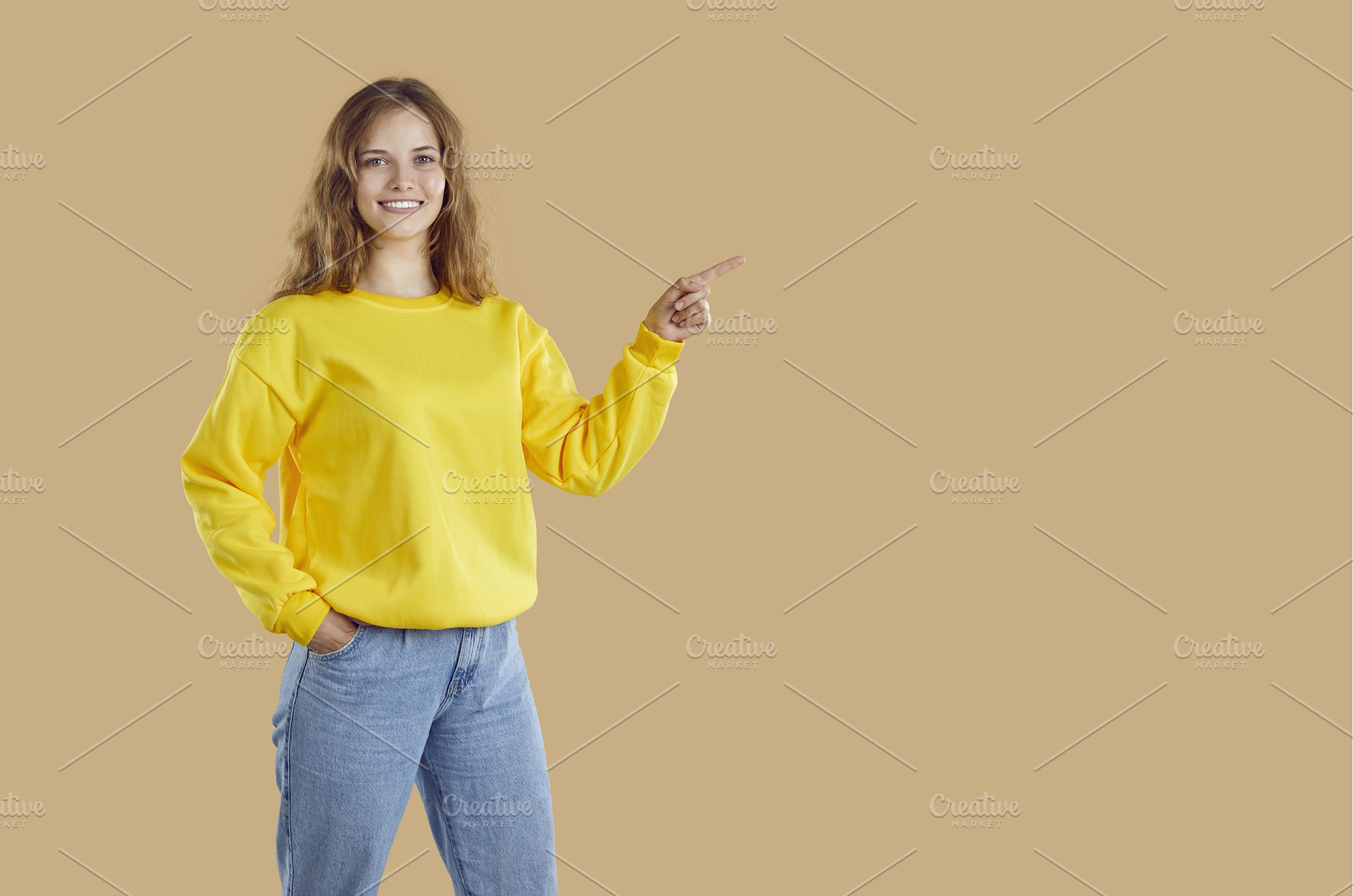 Friendly smiling woman in yellow, a Person Photo by StudioRomantic