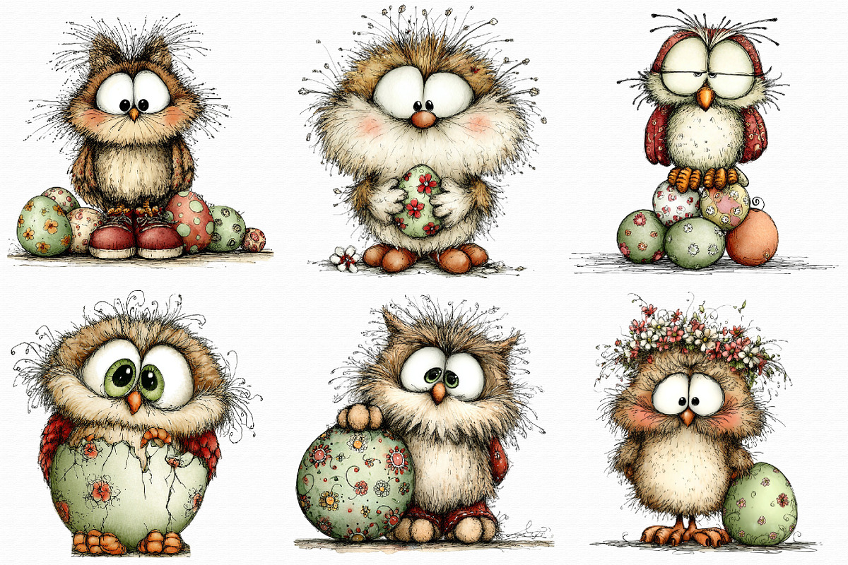 Whimsical Easter Owl Clipart, an Illustration by Libby Wishes (Photo 2 of 8)