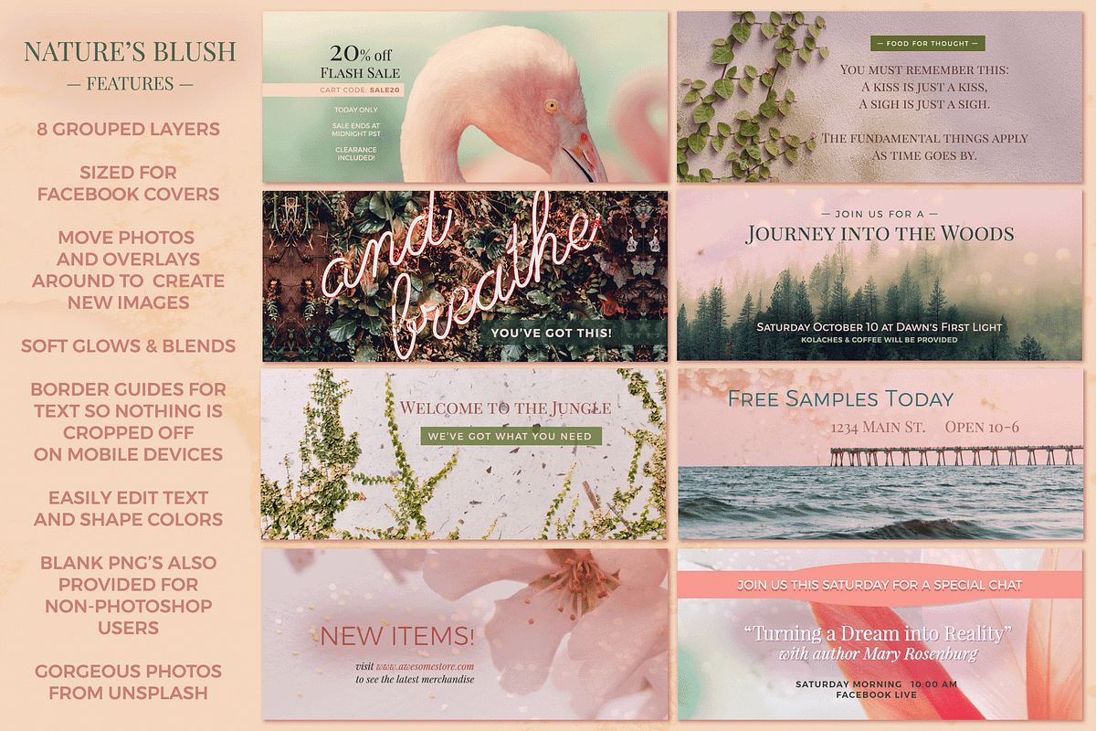 Nature's Blush Facebook Covers, a Social Media Template by Fresh ID (Photo 2 of 6)