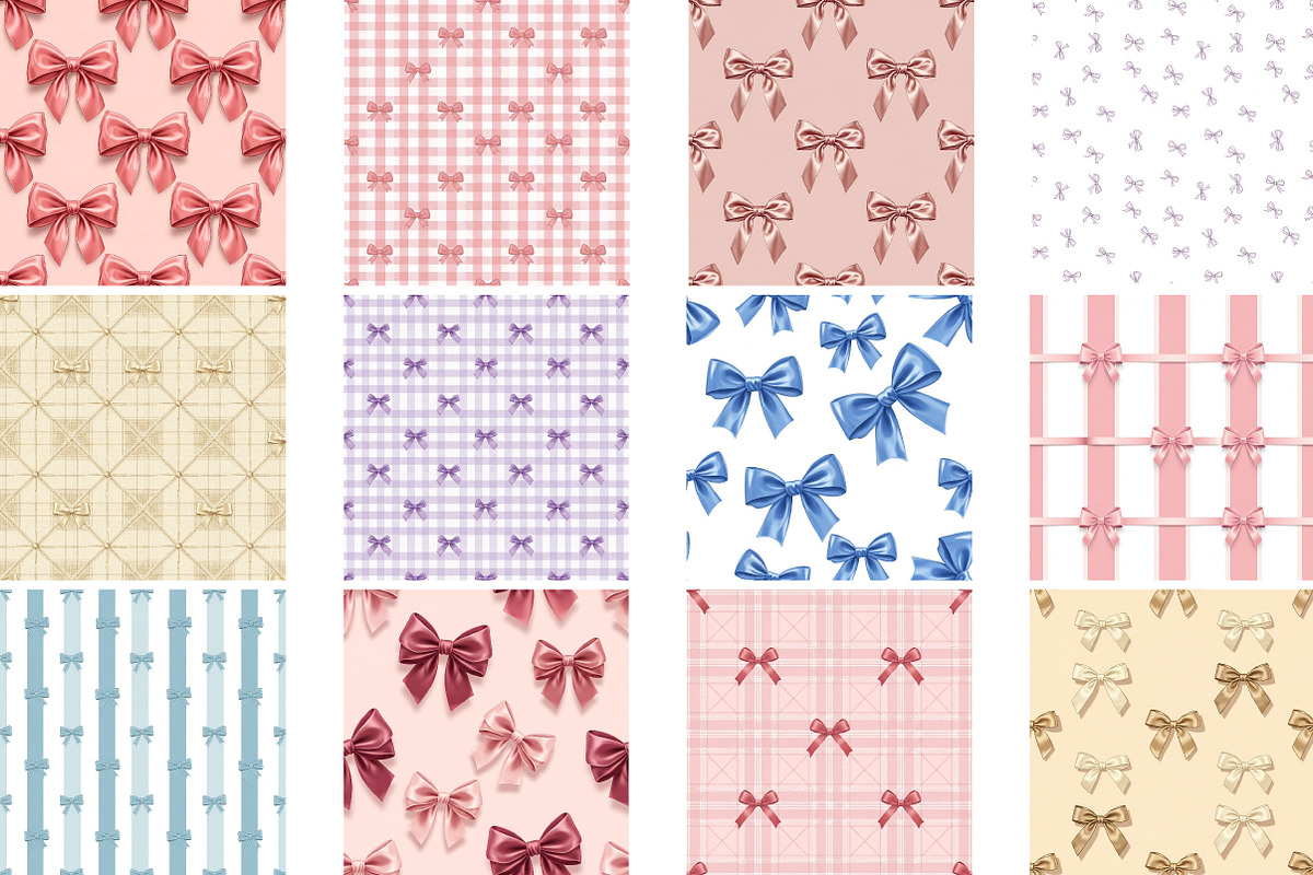 Pink Bow Coquette Digital Paper Patt, a Pattern Graphic by Wow Magic (Photo 2 of 3)