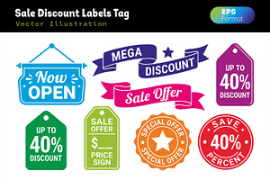 Store Open Discount Offer Tag Vector, an Object Graphic by zahidhossainalif