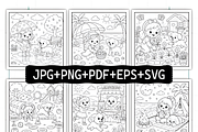 Cozy Dog and Me Cute Cozy Coloring, a Decorative Illustration by Design Station (Thumbnail 2 of 7)