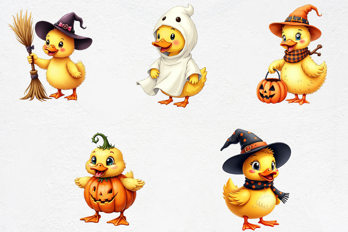 Watercolor Halloween Ducks Clipart, an Illustration by CrexoraLab (Photo 3 of 5)
