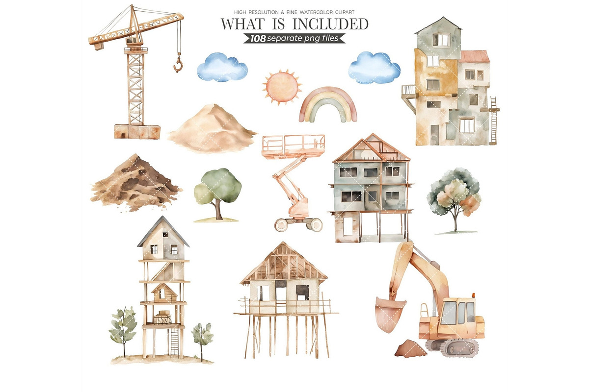 Construction Watercolor Clipart, an Illustration by CharmClipart (Photo 8 of 8)