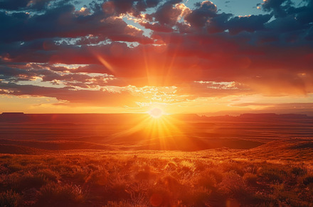 A breathtaking sunset unfolds over t, a Photo by Tanuart