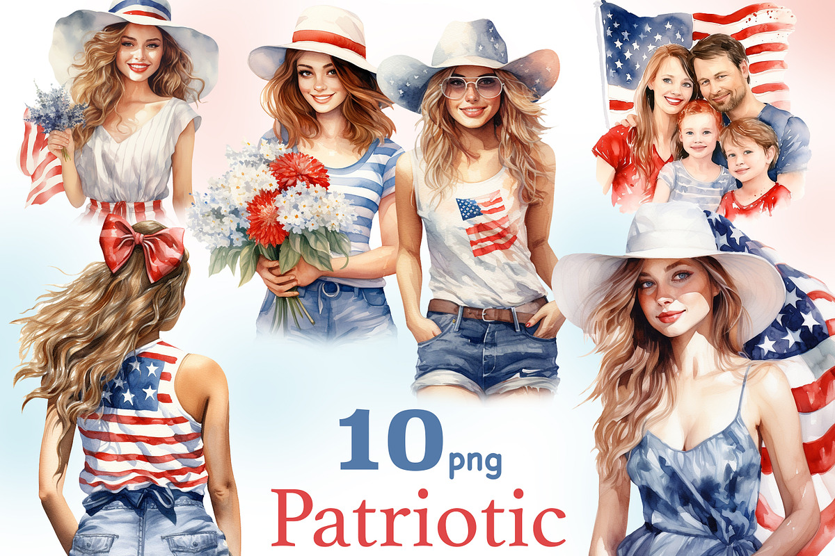 Patriotic Clipart Collection, a Seasonal Illustration by GlamArtZhanna (Photo 1 of 4)