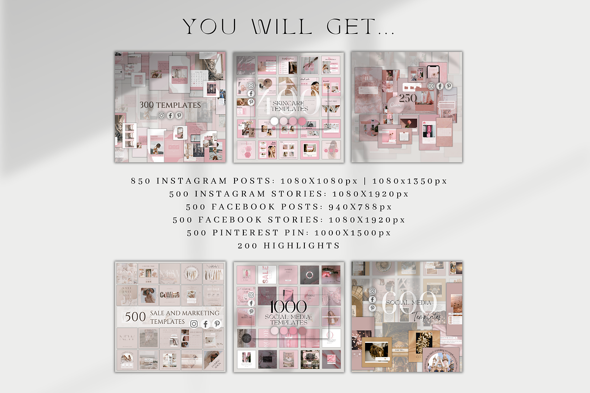 Pink Instagram Canva Mega Bundle, a Social Media Template by BRANDcontent (Photo 2 of 8)
