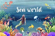 Sea World Watercolor Clipart, an Animal Illustration by Pixavics (Thumbnail 1 of 5)
