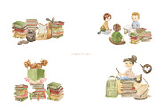 Children and books, watercolor set, an Education Illustration by Love Watercolor Store (Thumbnail 7 of 10)