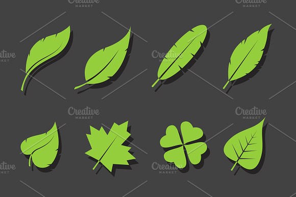 Vector Leaves Green Icon Set